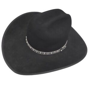 Rodeo‎ King Black Cattleman Silver Rhinestone Bead Band Western Medium Size 7